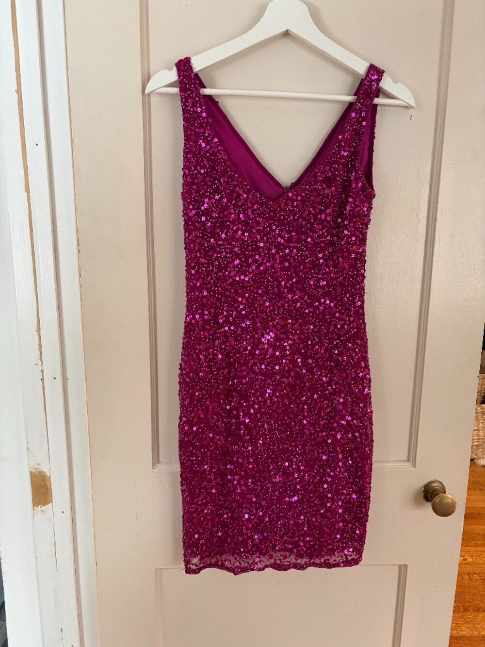 French Connection Beaded Magenta Pink mini dress